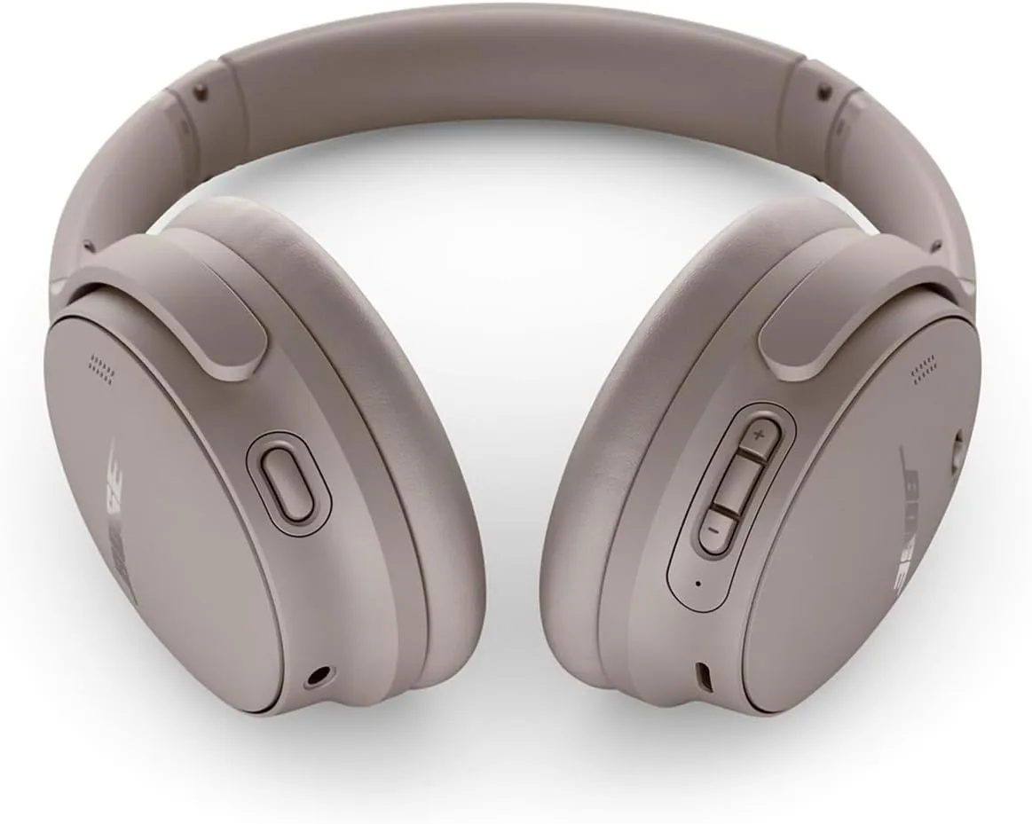 Bose QuietComfort Wireless Noise Cancelling Headphones, Bluetooth Over Ear Headphones Bundle with Green Extreme Wireless Portable Charger, (Sandstone)