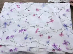 Botanical Floral Comforter Set Queen Blue Pink Purple Flower Comforter for Girls Kids Farmhouse Shabby Chic Flowers Bedding Set Ultra Soft Rustic White Comforter Sets with 2 Pillowcases 3Pcs