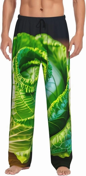 Bright Cabbage print Mens PJ Pajama Pants Bottoms Lounge Sleep Pants Sleepwear with Pockets Microfleece