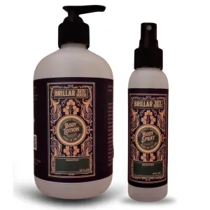Brillar Bath House Jasmine & Patchouli Scented Shimmering Body Lotion and Body Spray Set