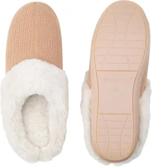 Brookstone Classic Comfort Memory Foam Indoor Slippers - Women's Memory Foam Cozy Slippers - Soft Plush, Non-Slip Sole
