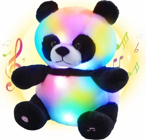 BSTAOFY 12'' Musical Light up Panda Stuffed Animal Realistic LED Soft Plush Toy with Night Lights Glow in The Dark Birthday Valentines Christmas for Toddler Kids