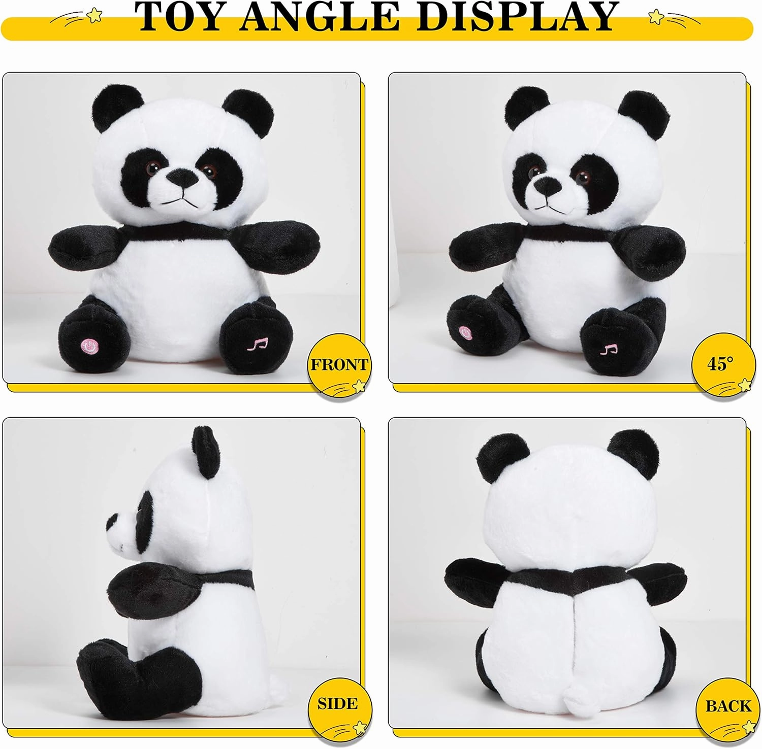 BSTAOFY 12'' Musical Light up Panda Stuffed Animal Realistic LED Soft Plush Toy with Night Lights Glow in The Dark Birthday Valentines Christmas for Toddler Kids