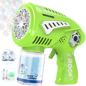 Bubble Gun - Bubble Machine with Larger Bubbles Design - Type-C Rechargeable & LED Light - Party Birthday Favor Easter Gifts Outdoor Toys for Kids Ages 4-8 Boys Girls