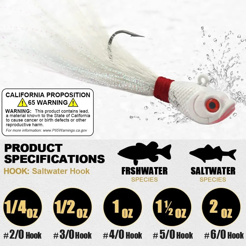 Bucktail-Jigs-Saltwater-Hair-Jigs-Head -Fishing-Lures-Assorted Kit