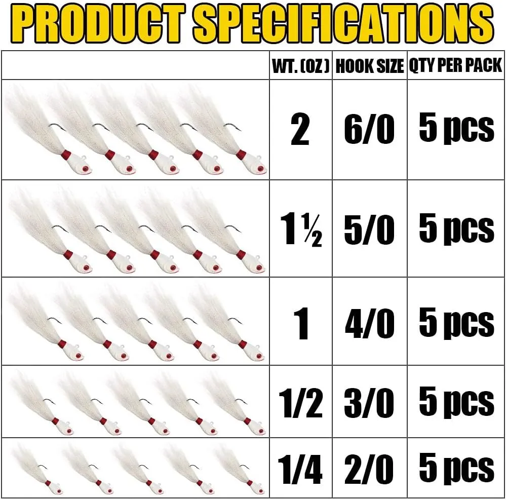 Bucktail-Jigs-Saltwater-Hair-Jigs-Head -Fishing-Lures-Assorted Kit