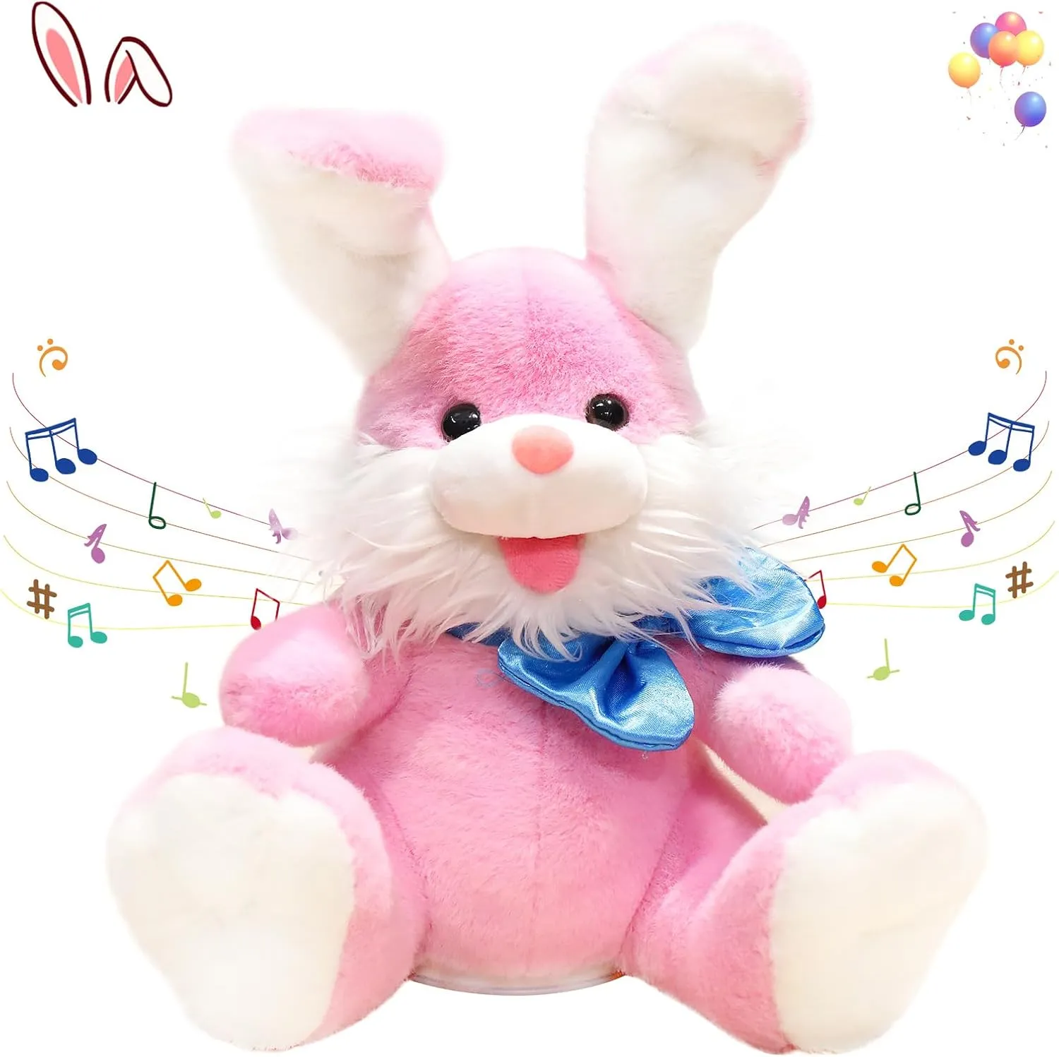 Bunny Plush Baby Toys Easter Gifts Bunny Stuffed Animals Peek-A-Boo Toys Repeats What You Say Singing with Floppy Ears Birthday Gift for Toddler 7 8 9 10 11 Months 1-2 Year,12 inch Pink