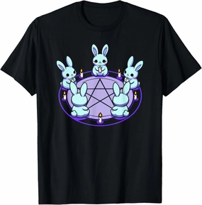 Bunny Rabbit Blue Pentacle Pentagram Pastel Goth Dark Humor T-Shirt, Small