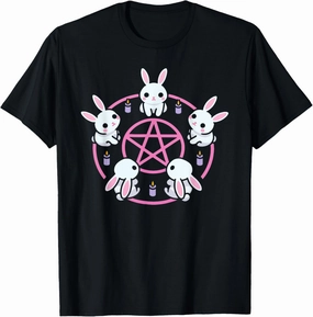 Bunny Rabbit Pentacle Pentagram Pink Pastel Goth Dark Humor T-Shirt