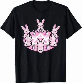 Bunny Rabbit Pink Pentacle Pentagram Pastel Goth Dark Humor T-Shirt