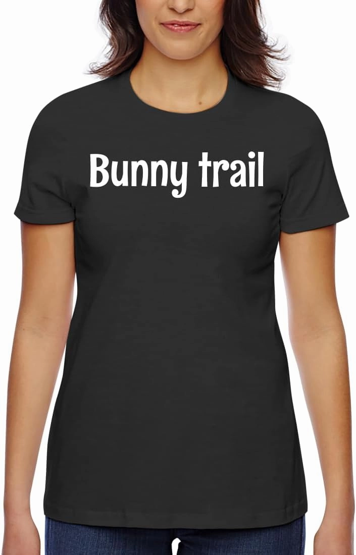 Bunny Trail - Women's Classic Fit Soft Cotton T-Shirt – Comfy Everyday Misses Tee CP05 Black