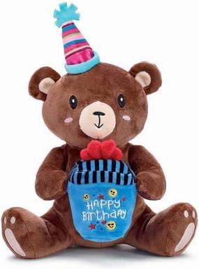 burton BURTON Plush Musical Birthday Bear with Gift, 11-Inch, Brown