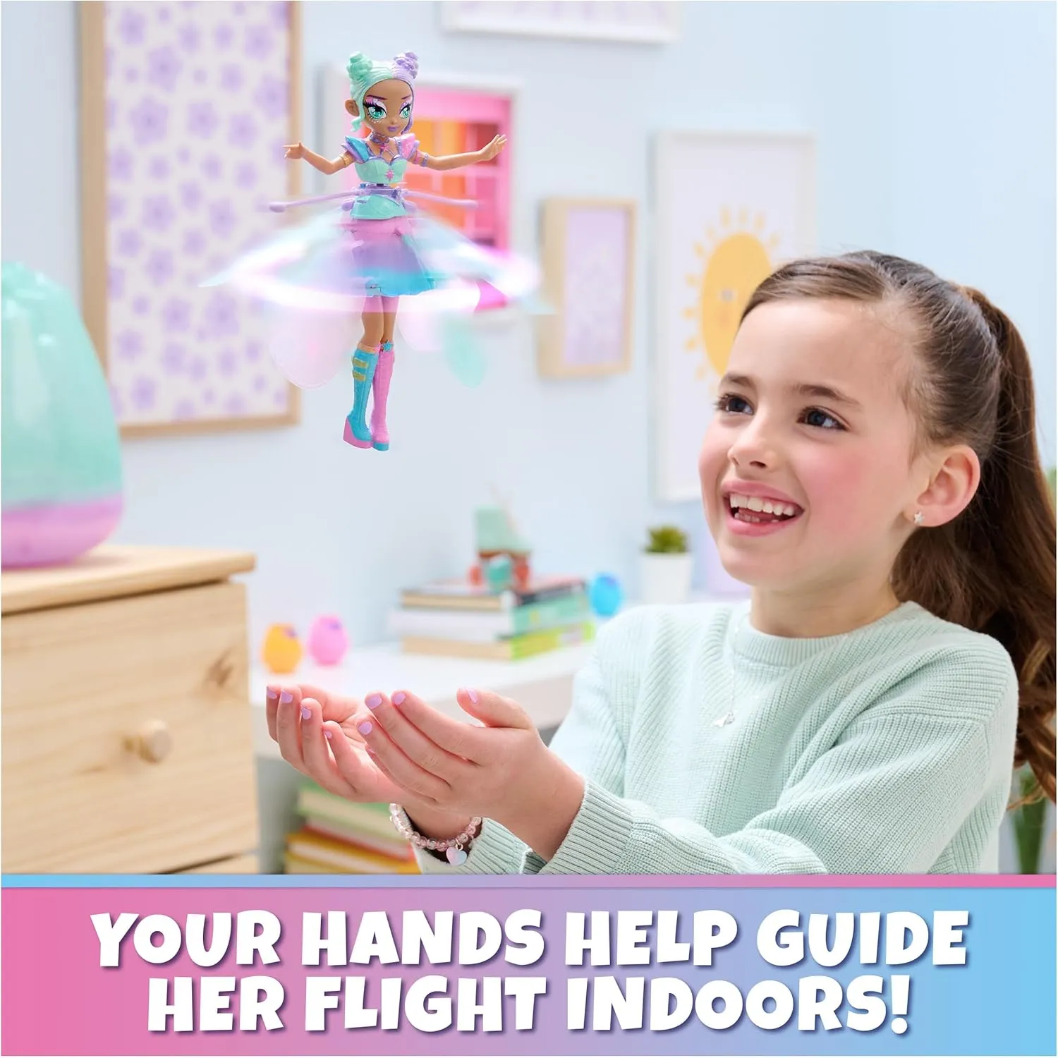 by Hatchimals, Pastel Kawaii Doll Magical Flying Toy with Lights (Packaging May Vary), Kids Toys for Girls and Boys Ages 5 and up