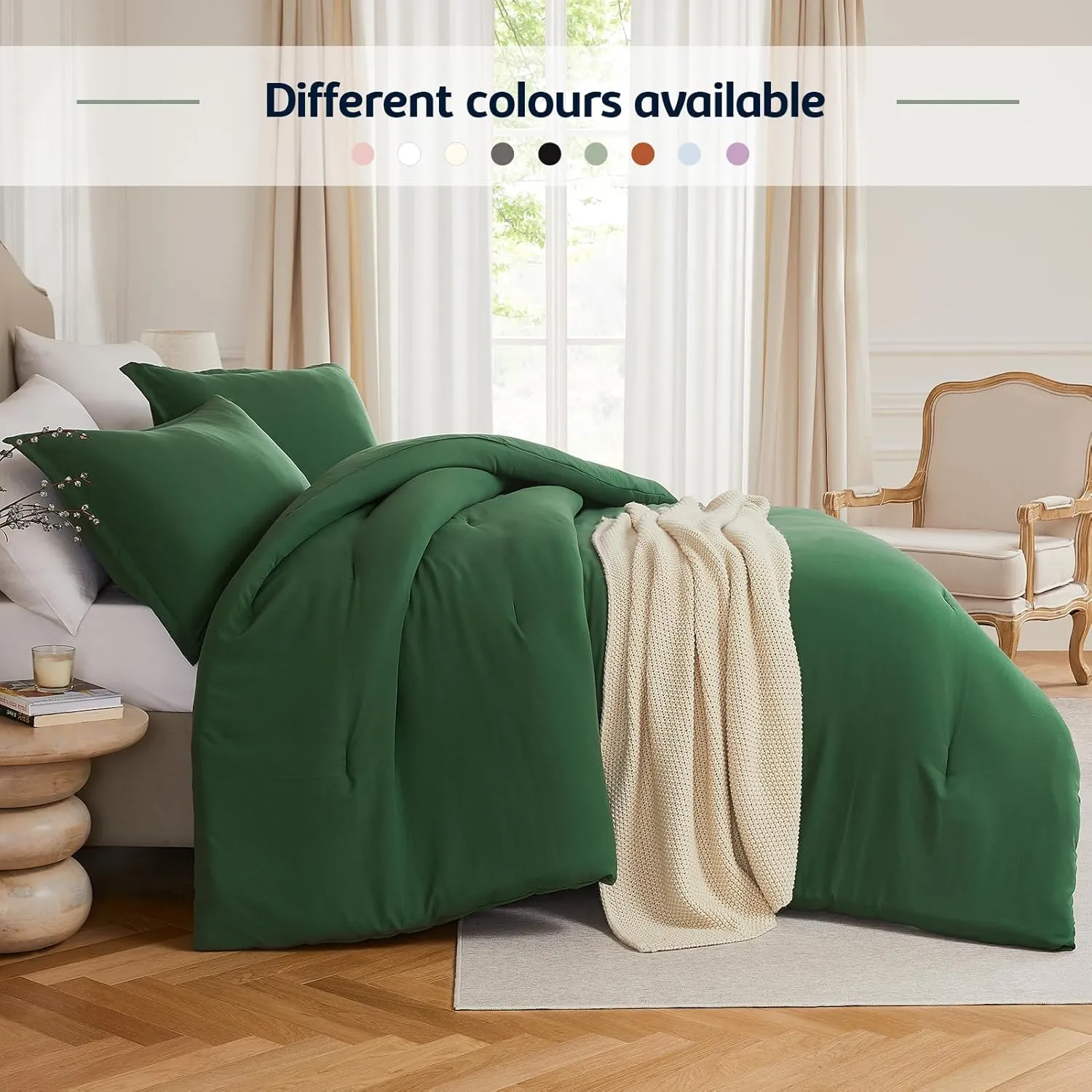 California King Comforter Set Emeraldgreen,3PCS Soft Lightweight Breathable Bedding Comforter Sets for All Season, Cal King(104''×96'' Comforter & 2 Pillowcases)