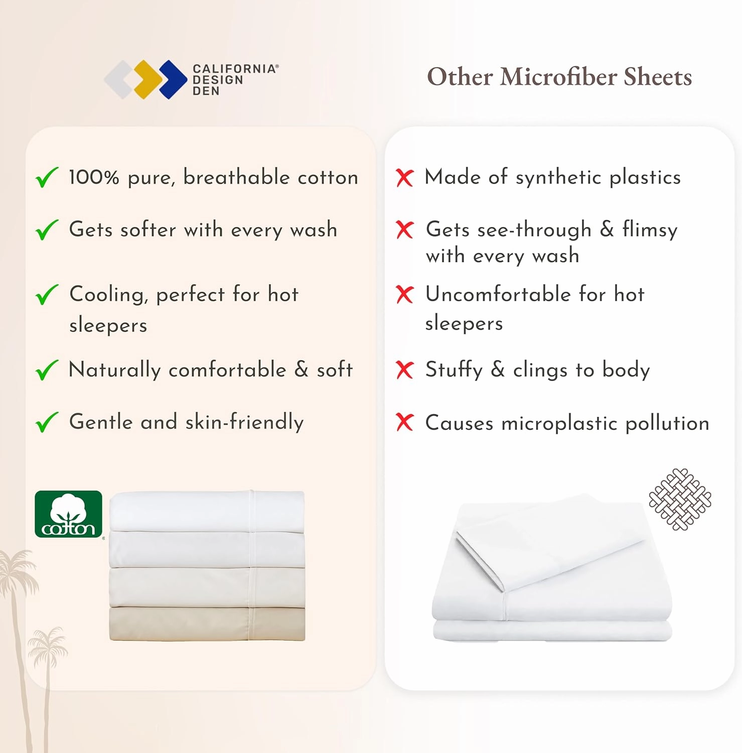 California Design Den King Sheet Set - Natural 100% Cotton Sateen Sheets King Size Set with Deep Pockets, Soft Sateen Weave, Breathable, Cooling and Durable Bedding (Eggshell - Ivory)