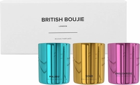 Candle Gift Set - St Tropez Malibu English Rose - Luxury Scented Candles in Box - Luxurious Fragrance with Long Burn time - 3 x 80gm Natural Wax - Scented Candle Gifts for Women & Men