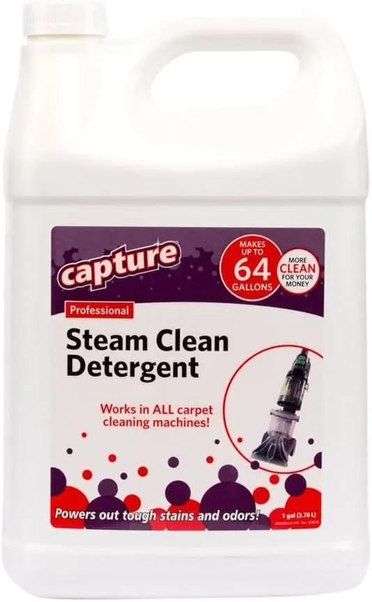 Capture Professional Steam Clean Detergent for All Machines - Home, Car, Dogs & Cats Pet Carpet Cleaner Solution - Strength Odor Eliminator, Stains Spot Remover (1 Gallon)