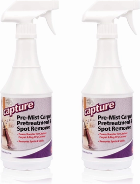 Capture Pre-Mist Soil Release for Carpet Dry Cleaner - Carpet Cleaning Pre Spray - Loosen Juice, Coffee & Wine Spill and Tough Rug Stains Eliminator - Multi-Purpose Cleaning Essentials - 24oz (2 Pack)