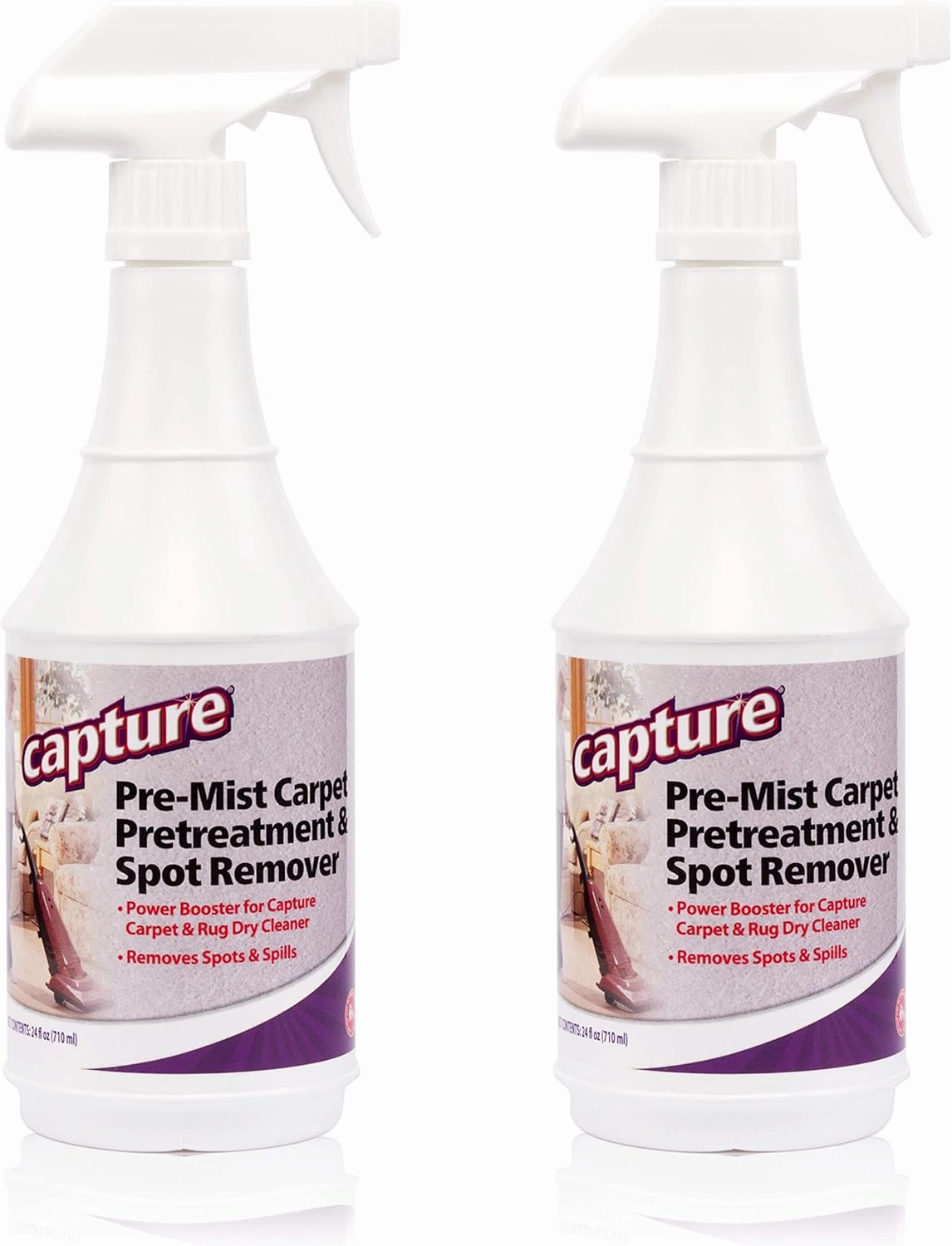 Capture Pre-Mist Soil Release for Carpet Dry Cleaner - Carpet Cleaning Pre Spray - Loosen Juice, Coffee & Wine Spill and Tough Rug Stains Eliminator - Multi-Purpose Cleaning Essentials - 24oz (2 Pack)