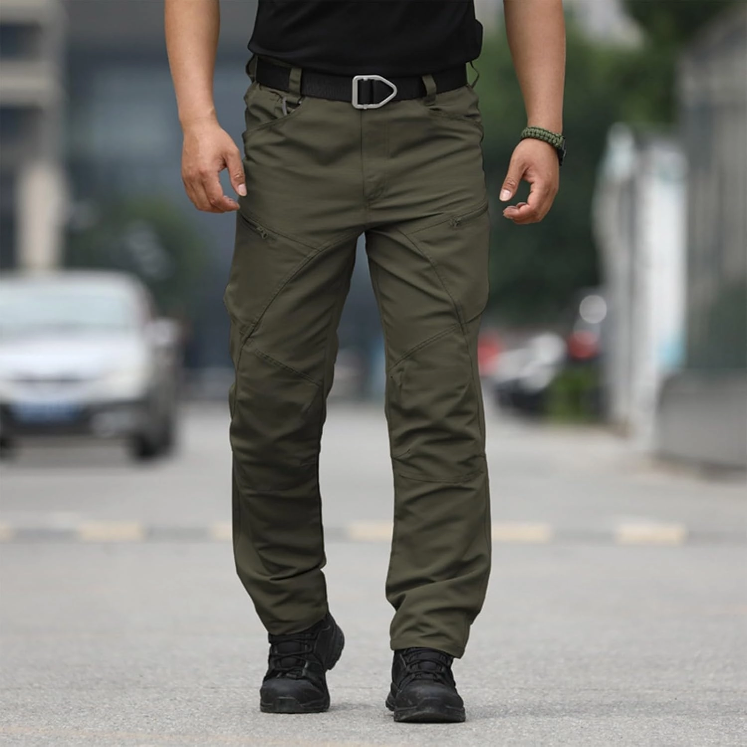 Cargo Pants for Men Tactical Pants Stretch Slim Fit Lightweight Ripstop Outdoor Casual Work Trousers with Pockets