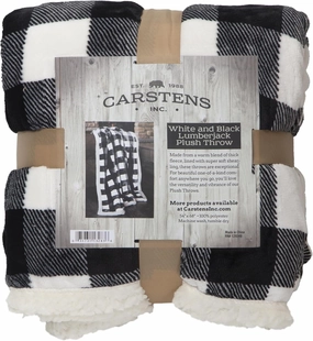 CARSTENS, INC. Ultra Premium Super Soft Plush Sherpa Fleece Oversized Throw Blanket 54" x 68", Black & White Buffalo Plaid