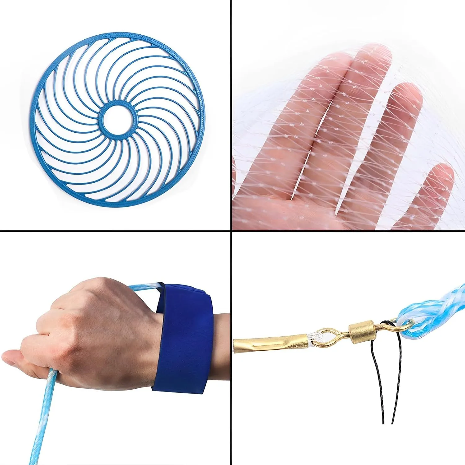 Casting Net Fishing Cast Net Fishing Net Shrimp Trap Easy Throw Cast Net Thicken Monofilament Line with Upgraded Heavy Duty Zinc Sinkers for Freshwater and Saltwater Fishing(4ft-12ft Radius)