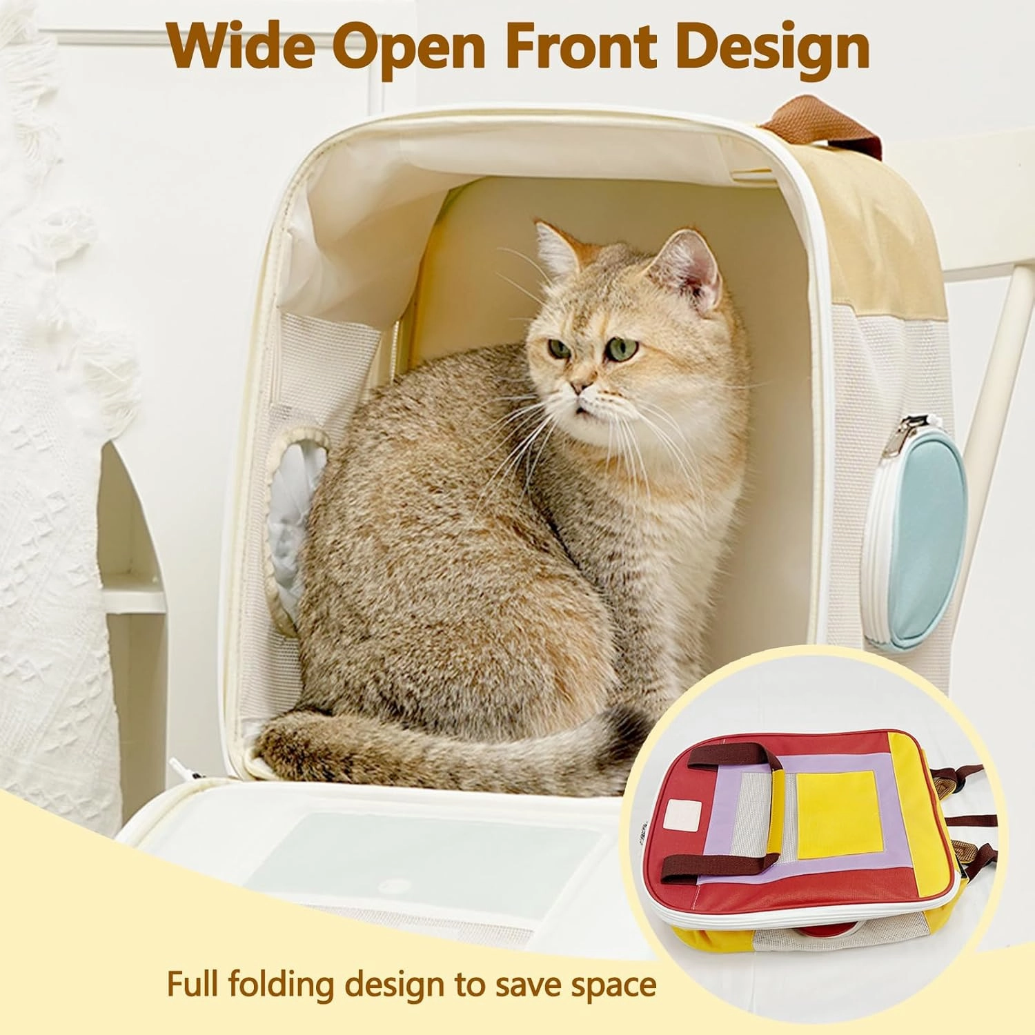 Cat Backpack, Fully Ventilated Mesh Dog Backpack, Cat Backpack for Travel, Hiking, Walking, Portable Pet Backpack(Purple)