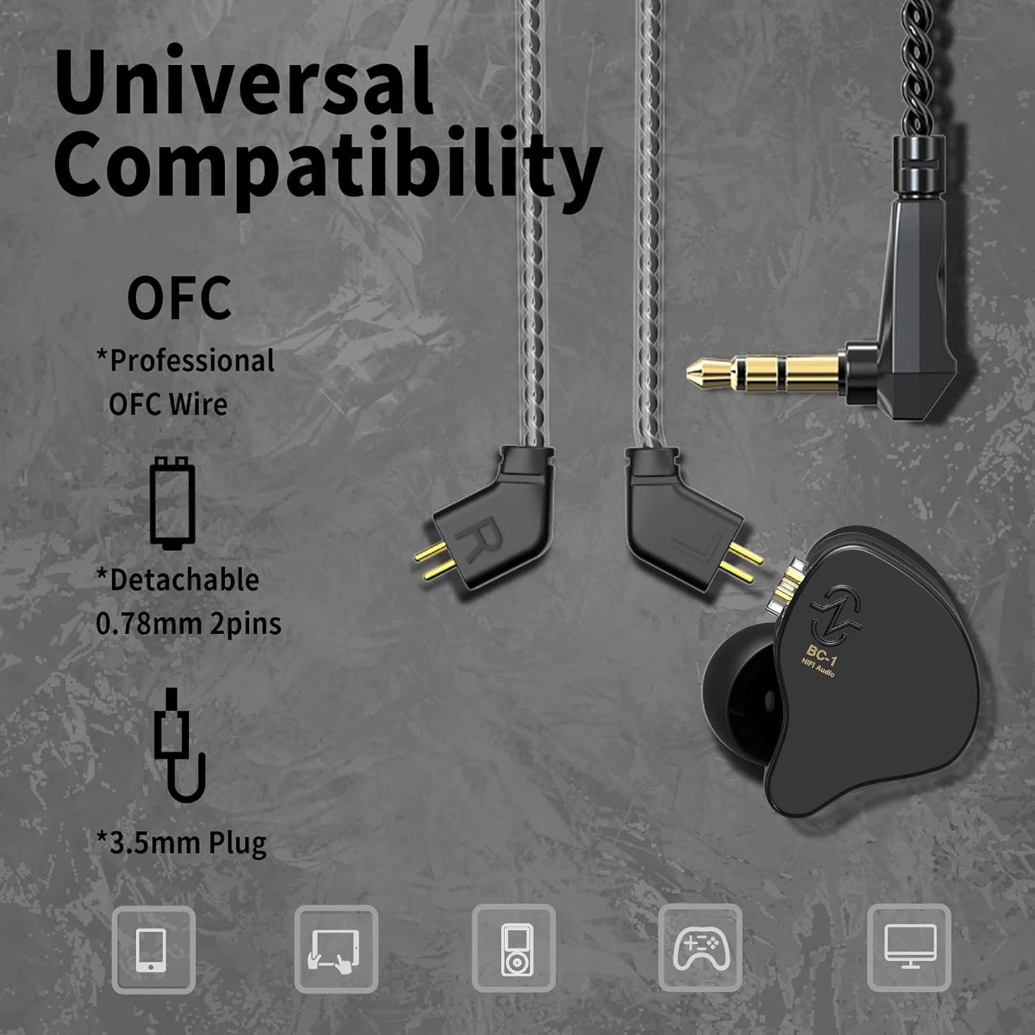 CCZ Melody inear Earphones Wired Gaming Earbuds 1DD 1BA Hybrid Drivers in-Ear Headphones iem Earbuds HIFI Bass with Ear fins, 4N OFC Cable for Drum, Studio, Editing, pc, Gaming (Green, without mic)