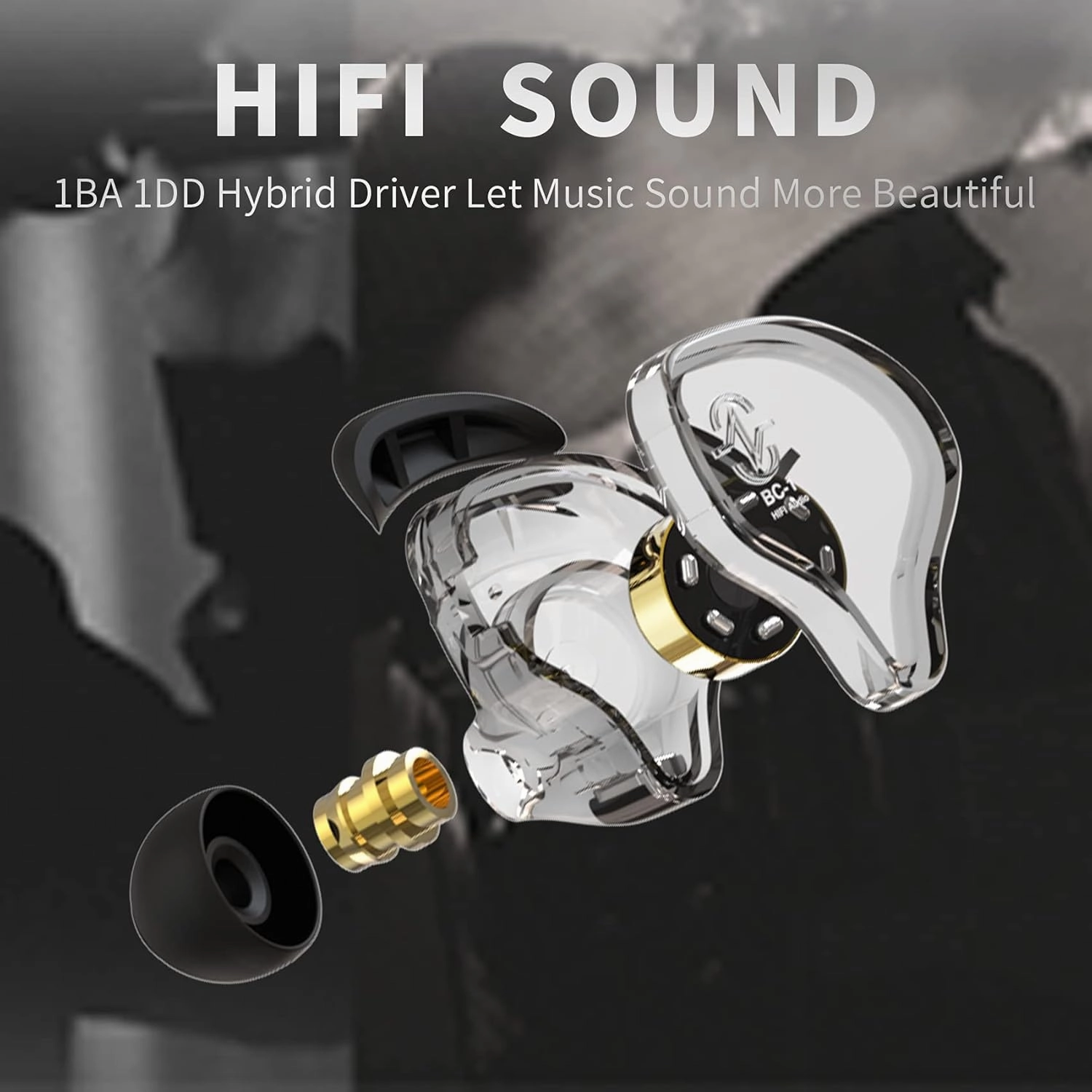 CCZ Melody inear Earphones Wired Gaming Earbuds 1DD 1BA Hybrid Drivers in-Ear Headphones iem Earbuds HIFI Bass with Ear fins, 4N OFC Cable for Drum, Studio, Editing, pc, Gaming (Green, without mic)