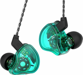 CCZ Melody inear Earphones Wired Gaming Earbuds 1DD 1BA Hybrid Drivers in-Ear Headphones iem Earbuds HIFI Bass with Ear fins, 4N OFC Cable for Drum, Studio, Editing, pc, Gaming (Green, without mic)