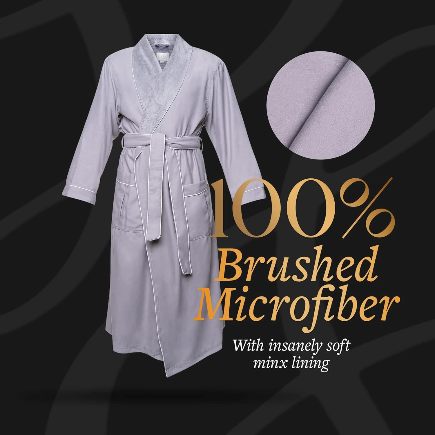 CHADSWORTH & HAIG Microfiber Plush Bath Robe with Minx Lining. Luxury Spa & Hotel Robe for Women & Men