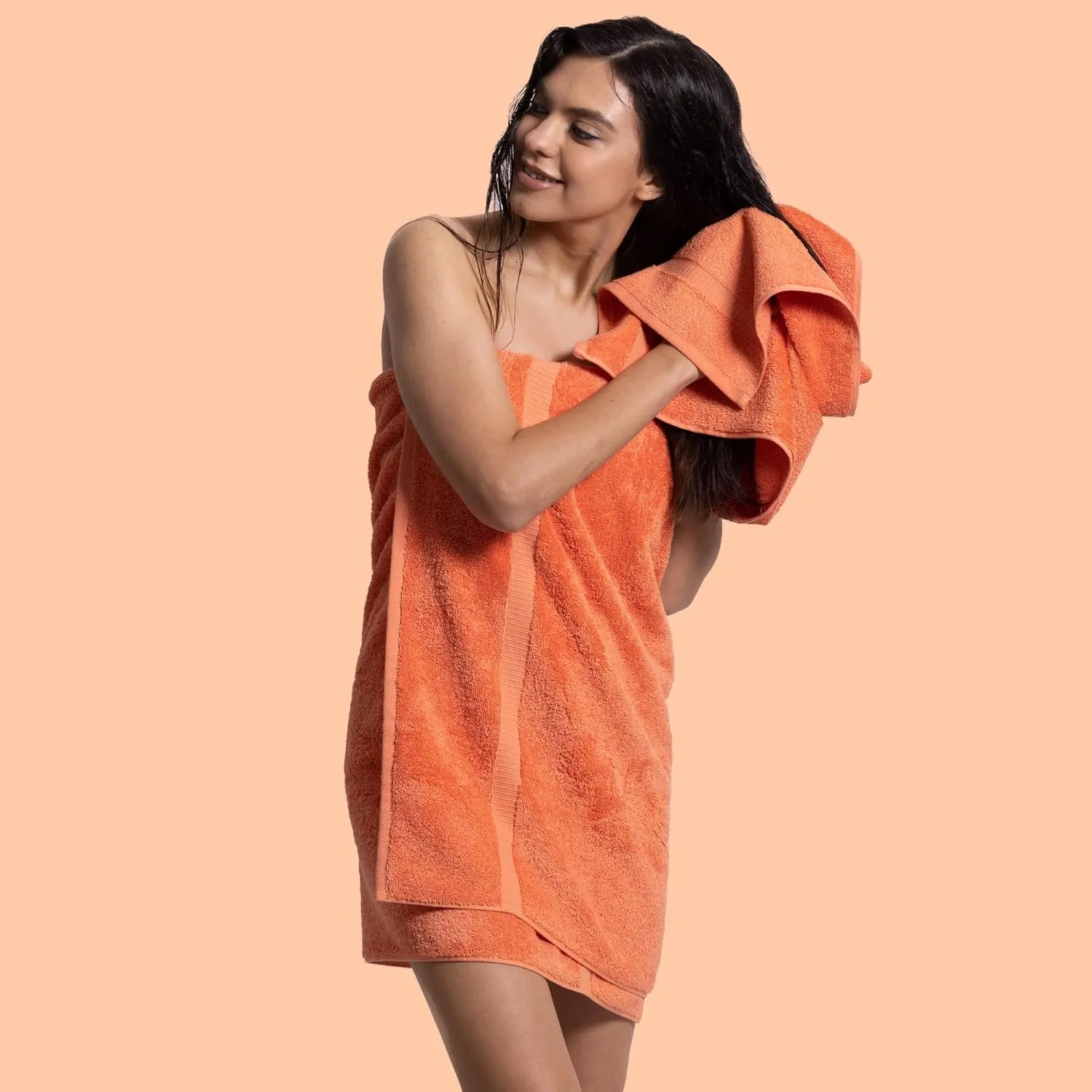 Chakir Turkish Linens 100% Cotton Premium Turkish Towels for Bathroom | 27'' x 54'' (4-Piece Bath Towels - Coral)