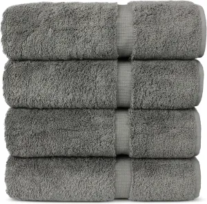 Chakir Turkish Linens 100% Cotton Premium Turkish Towels for Bathroom | 27'' x 54'' (4-Piece Bath Towels - Gray)