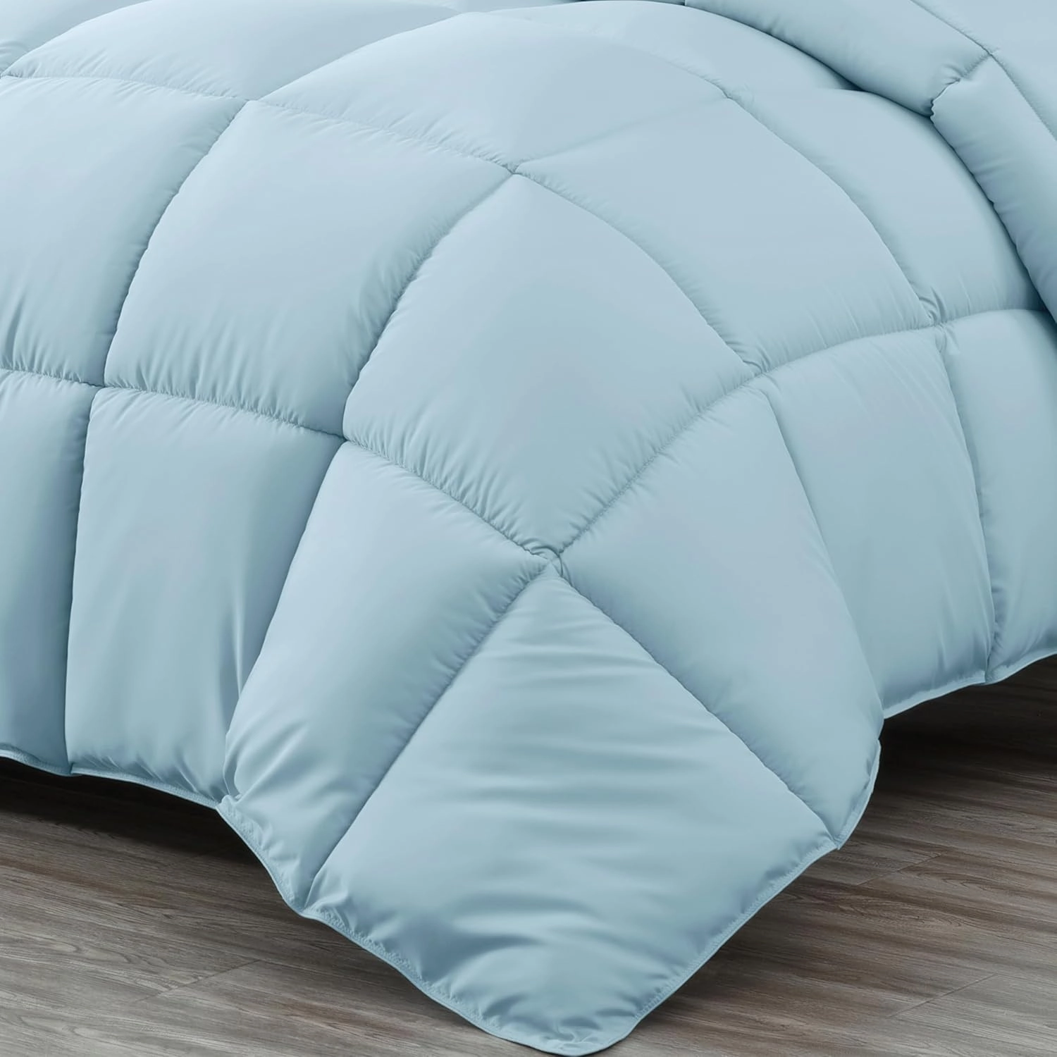 Chezmoi Collection All Season Oversized King Size Down Alternative Comforter - Plush Microfiber Fill - Box Stitch Quilted - Duvet Insert with Corner Tabs (Oversized King, Chambray Blue)