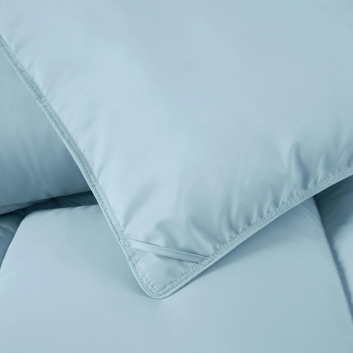 Chezmoi Collection All Season Oversized King Size Down Alternative Comforter - Plush Microfiber Fill - Box Stitch Quilted - Duvet Insert with Corner Tabs (Oversized King, Chambray Blue)