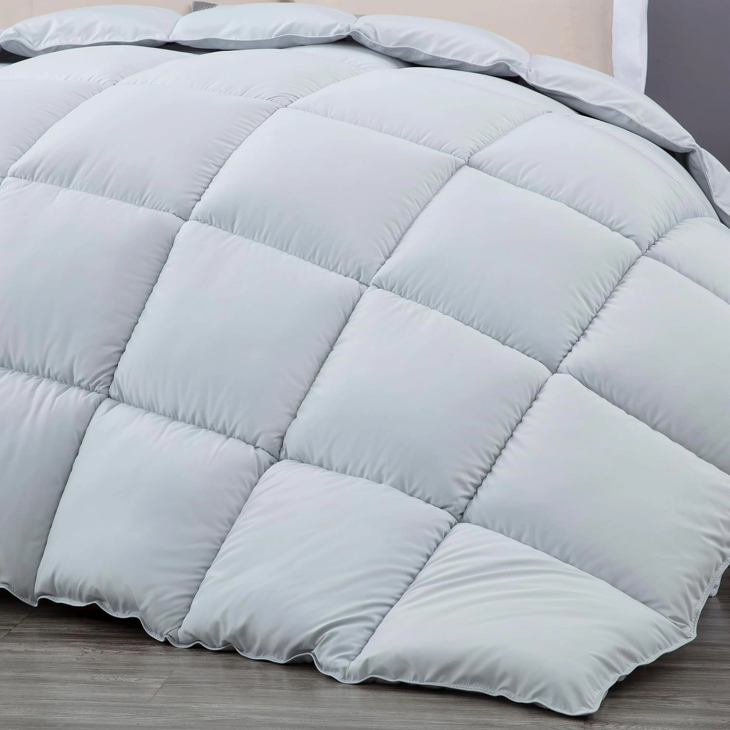 Chezmoi Collection All Season Oversized King Size Down Alternative Comforter - Plush Microfiber Fill - Box Stitch Quilted - Duvet Insert with Corner Tabs (Oversized King, Silver Gray)