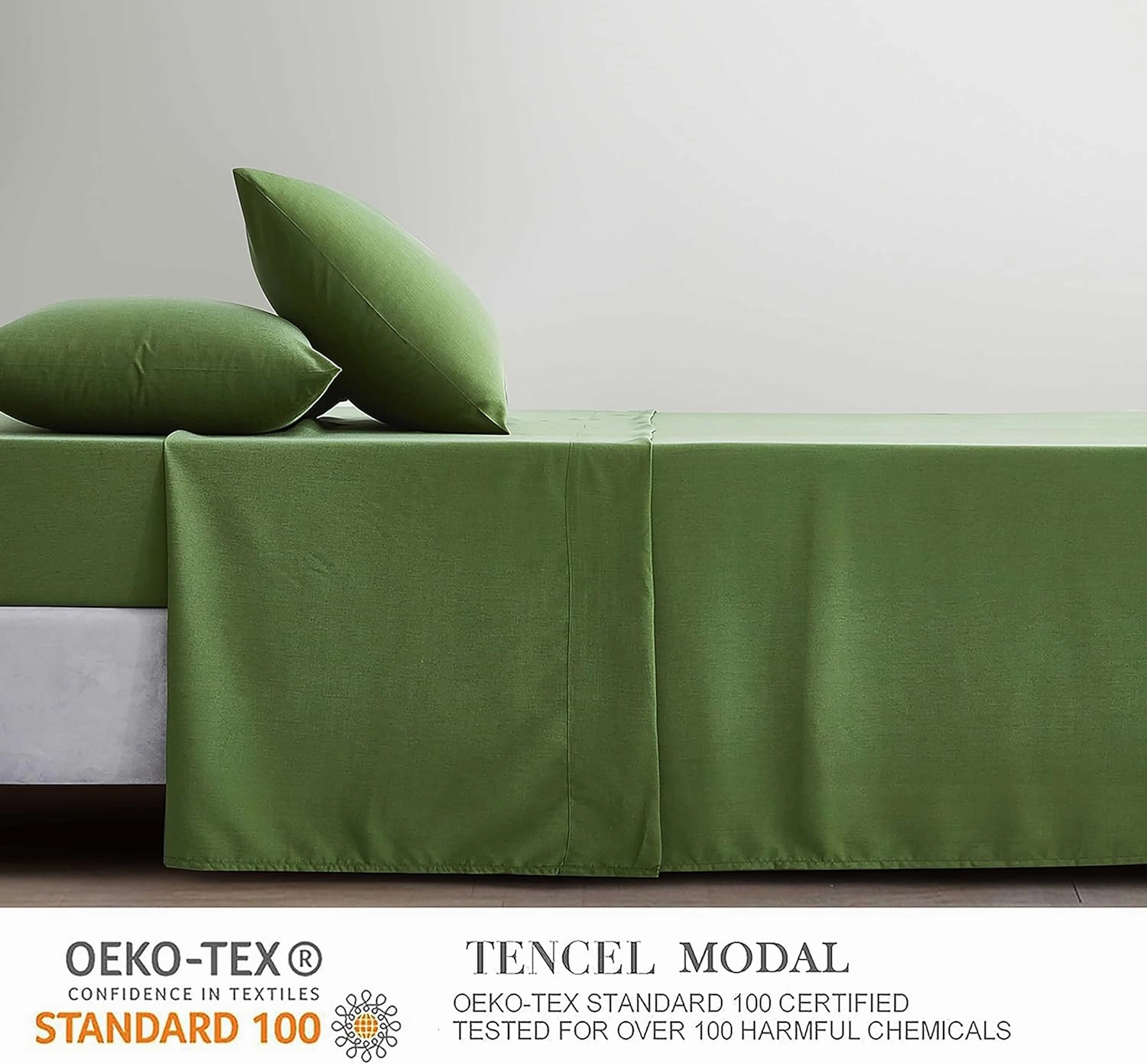 Chezmoi Collection Charisma Tencel Modal Blend Bed Sheets Queen Size 4-Piece Sheet Set Forest Green - Soft and Cozy Lightweight Breathable 15" Deep Pocket Cooling Sheets