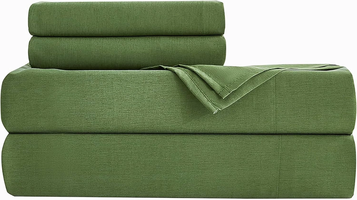 Chezmoi Collection Charisma Tencel Modal Blend Bed Sheets Queen Size 4-Piece Sheet Set Forest Green - Soft and Cozy Lightweight Breathable 15" Deep Pocket Cooling Sheets