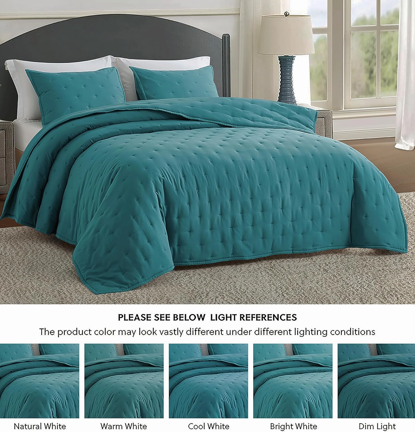 Chezmoi Collection Tencel Modal Blend Quilt Set Queen Size, Teal - Lightweight Soft Bedspread Crescent Stitched Quilt for All Seasons