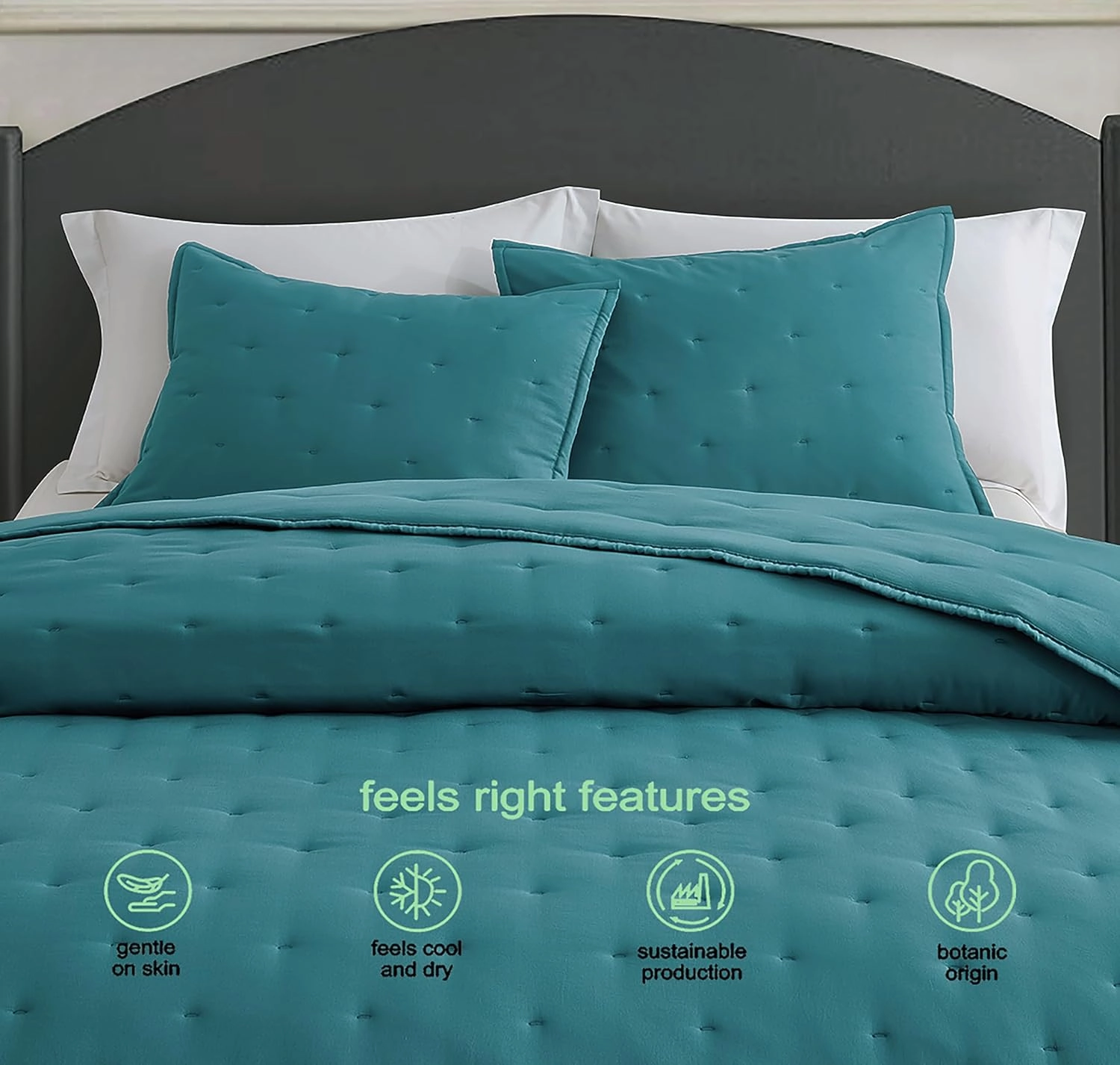 Chezmoi Collection Tencel Modal Blend Quilt Set Queen Size, Teal - Lightweight Soft Bedspread Crescent Stitched Quilt for All Seasons