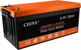 CHINS LiFePO4 Battery 12V 280AH Lithium Battery, Built-in 200A BMS, 6000  Cycles, Includes Low Temperature Cut-off Function, Perfect for RV, Off-Grid, Solar Power System, Home Backup, UPS, Marine