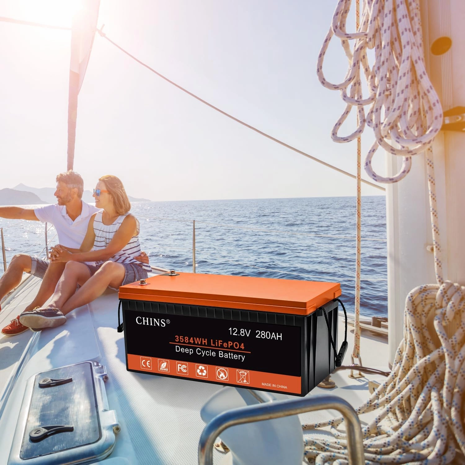 CHINS LiFePO4 Battery 12V 280AH Lithium Battery, Built-in 200A BMS, 6000  Cycles, Includes Low Temperature Cut-off Function, Perfect for RV, Off-Grid, Solar Power System, Home Backup, UPS, Marine