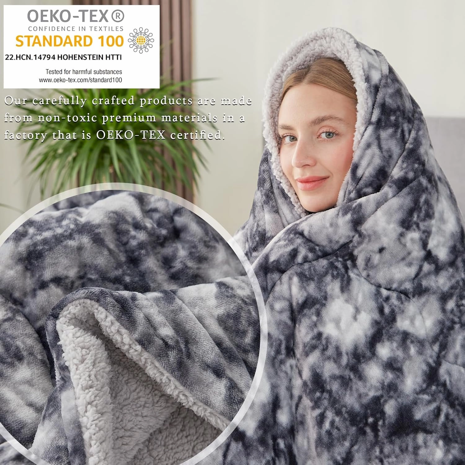 CHOSHOME Sherpa Fleece Throw Blanket- Thick and Warm Blanket for Winter, Soft Fuzzy Plush Twin Size Blanket for Couch, Bed - (60" x 80", Tie Dye Grey)