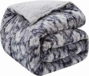 CHOSHOME Sherpa Fleece Throw Blanket- Thick and Warm Blanket for Winter, Soft Fuzzy Plush Twin Size Blanket for Couch, Bed - (60" x 80", Tie Dye Grey)