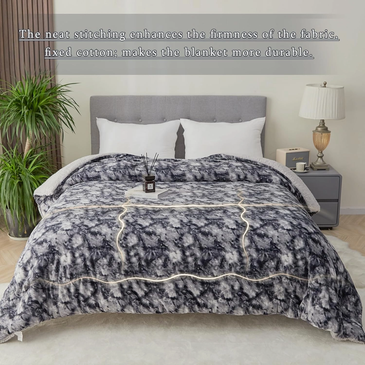CHOSHOME Sherpa Fleece Throw Blanket- Thick and Warm Blanket for Winter, Soft Fuzzy Plush Twin Size Blanket for Couch, Bed - (60" x 80", Tie Dye Grey)
