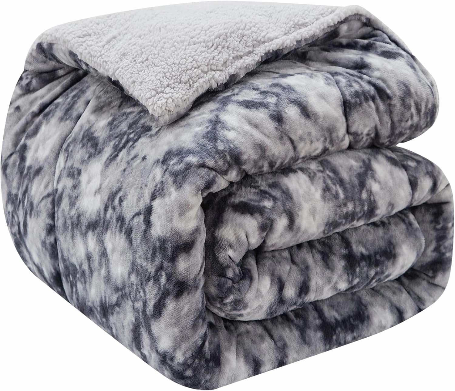 CHOSHOME Sherpa Fleece Throw Blanket- Thick and Warm Blanket for Winter, Soft Fuzzy Plush Twin Size Blanket for Couch, Bed - (60" x 80", Tie Dye Grey)