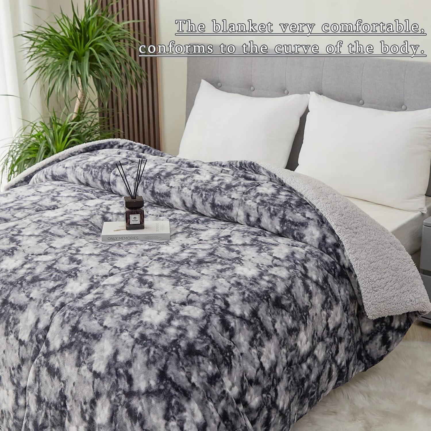 CHOSHOME Sherpa Fleece Throw Blanket- Thick and Warm Blanket for Winter, Soft Fuzzy Plush Twin Size Blanket for Couch, Bed - (60" x 80", Tie Dye Grey)