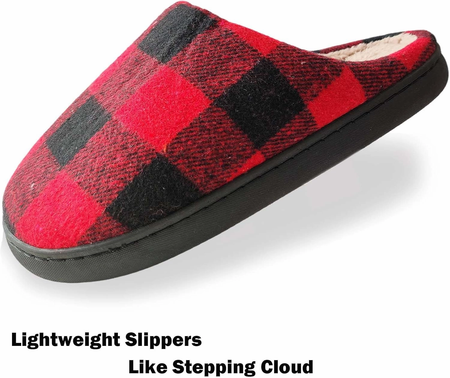 Christmas Slippers For Women Men Checkered Slippers Men's Cozy House Slippers With a Classic Plaid Pattern In Red And Black For Christmas Indoor Outdoor