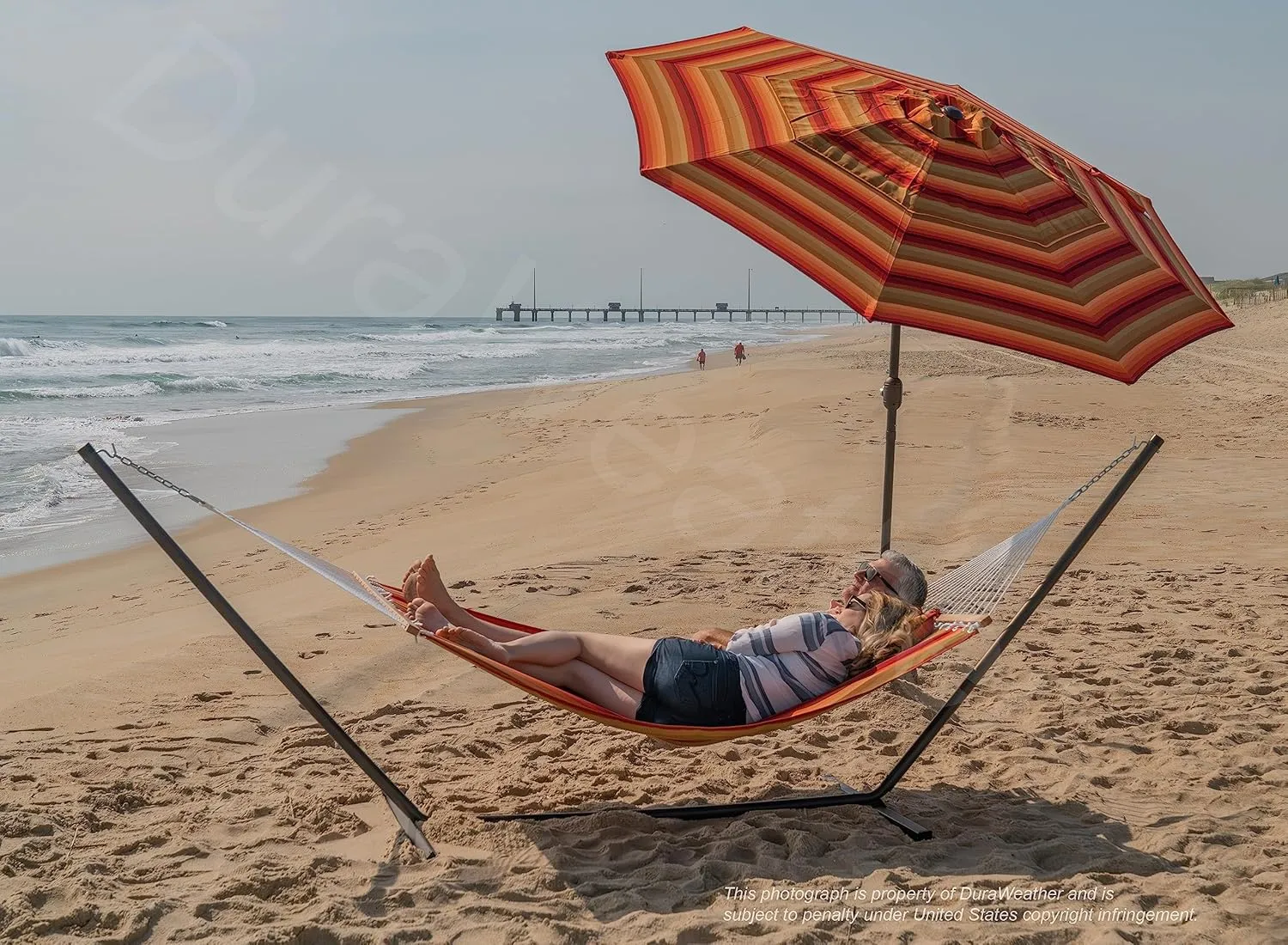 Classic All-Weather Outdoor Hammock with Pillow Sunbrella® Fabric Deluxe Size (Astoria Sunset (#56095-0000))