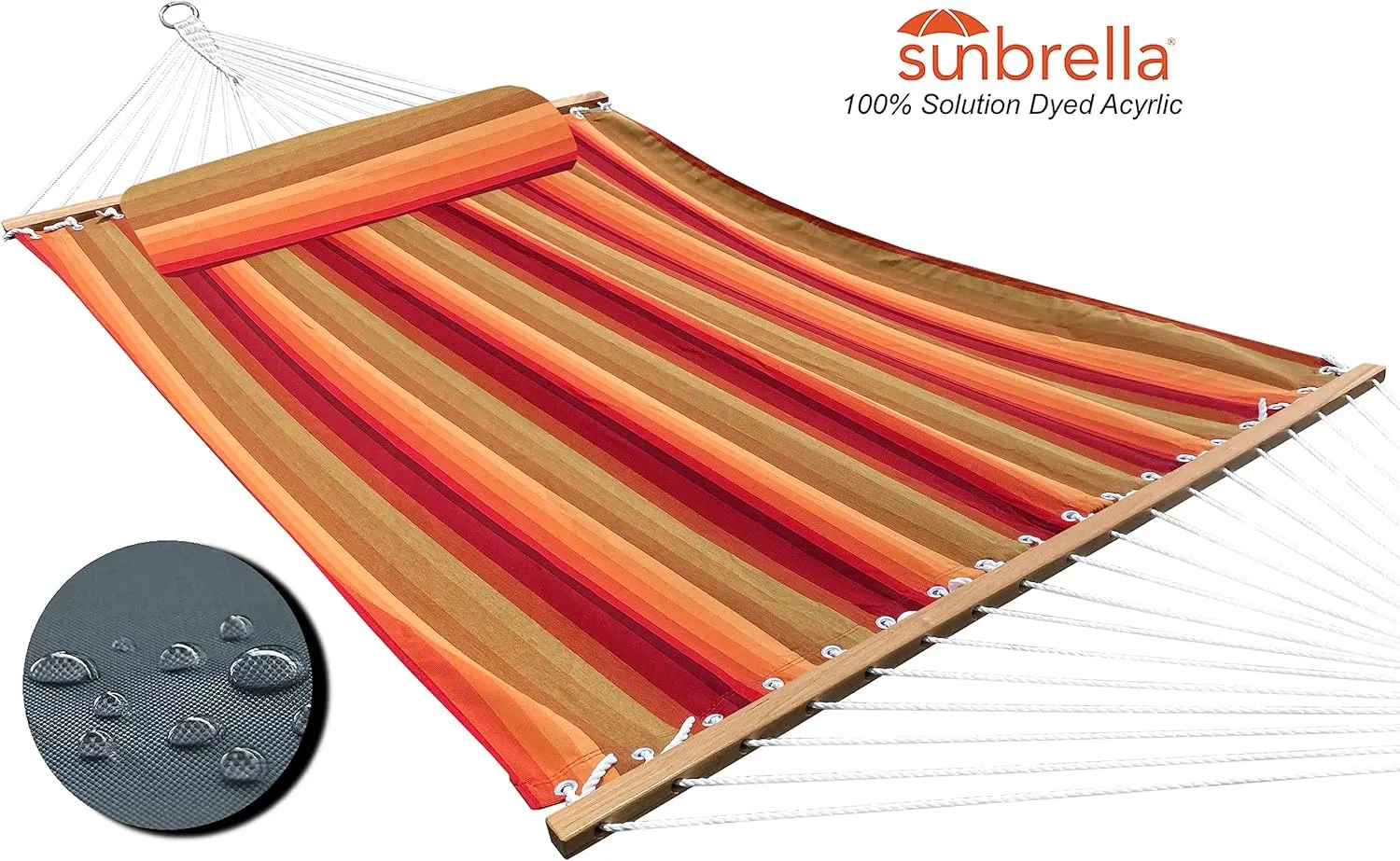 Classic All-Weather Outdoor Hammock with Pillow Sunbrella® Fabric Deluxe Size (Astoria Sunset (#56095-0000))